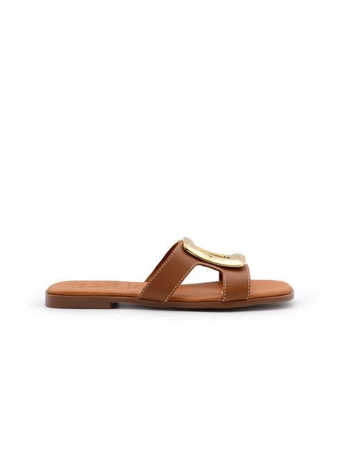CIABATTA CON PLACCA CUOIO OH MY SANDALS | 5565PCUOIO